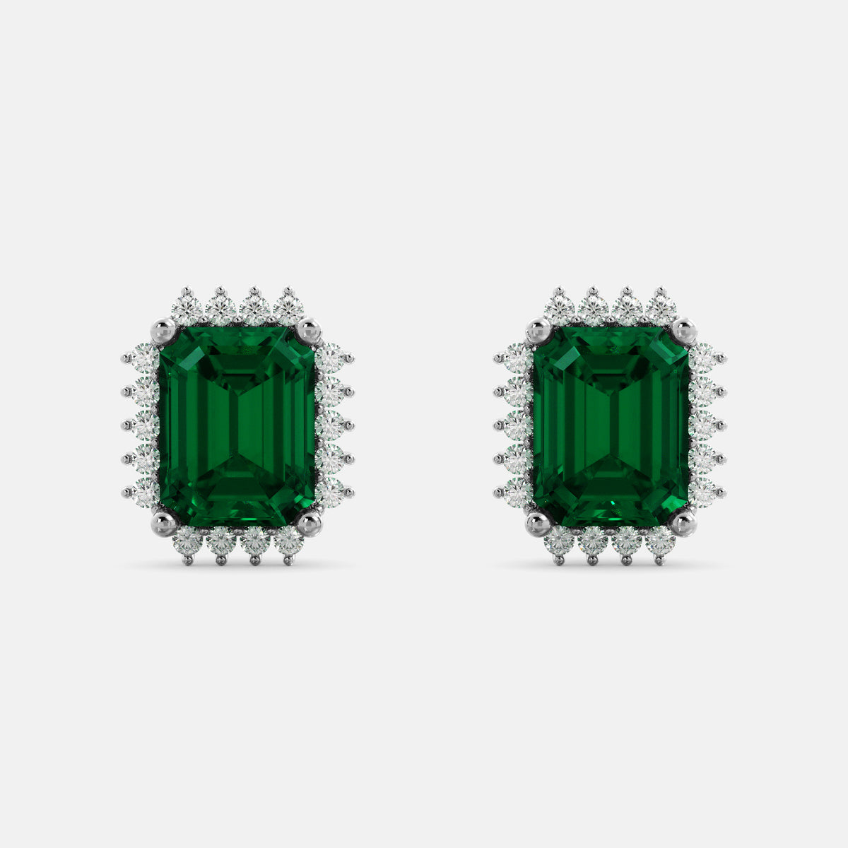 Aquamarine Emerald-Cut Halo Earrings