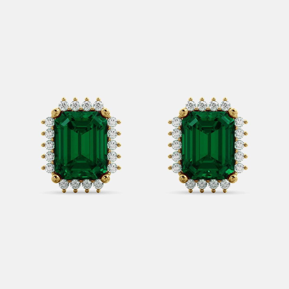 Aquamarine Emerald-Cut Halo Earrings