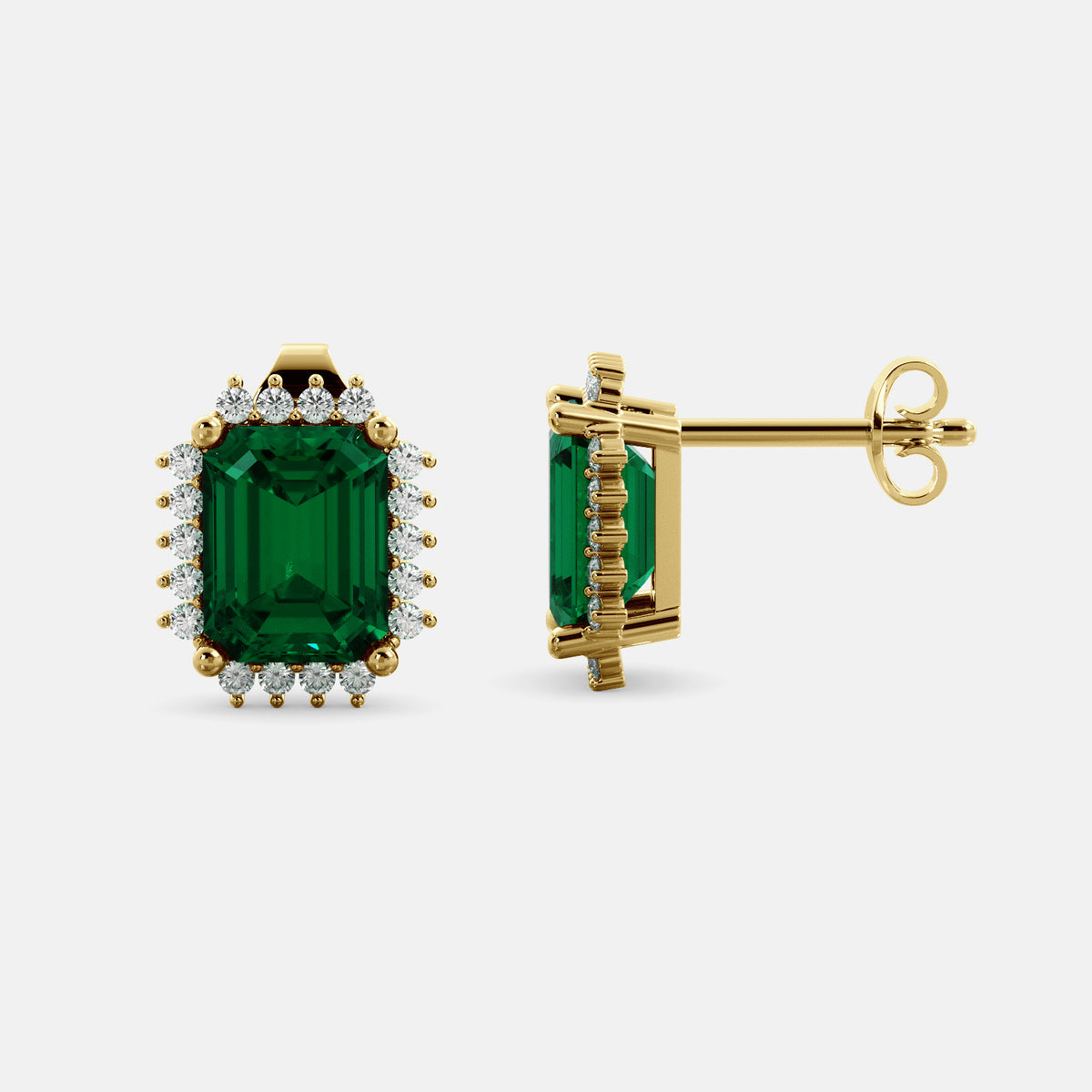 Aquamarine Emerald-Cut Halo Earrings