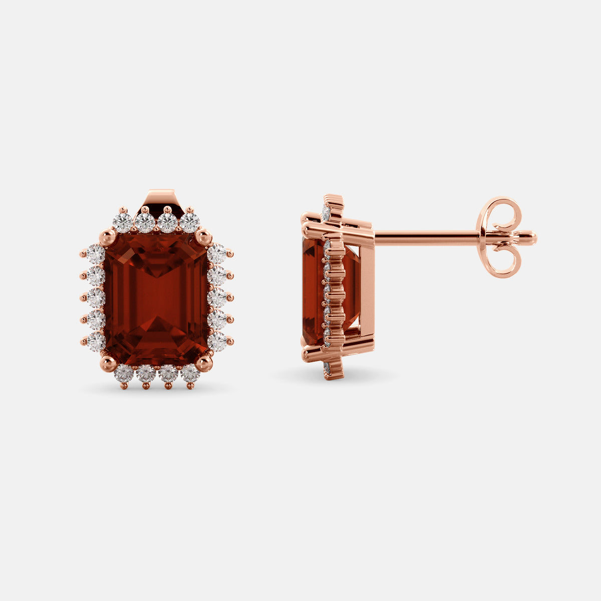Aquamarine Emerald-Cut Halo Earrings
