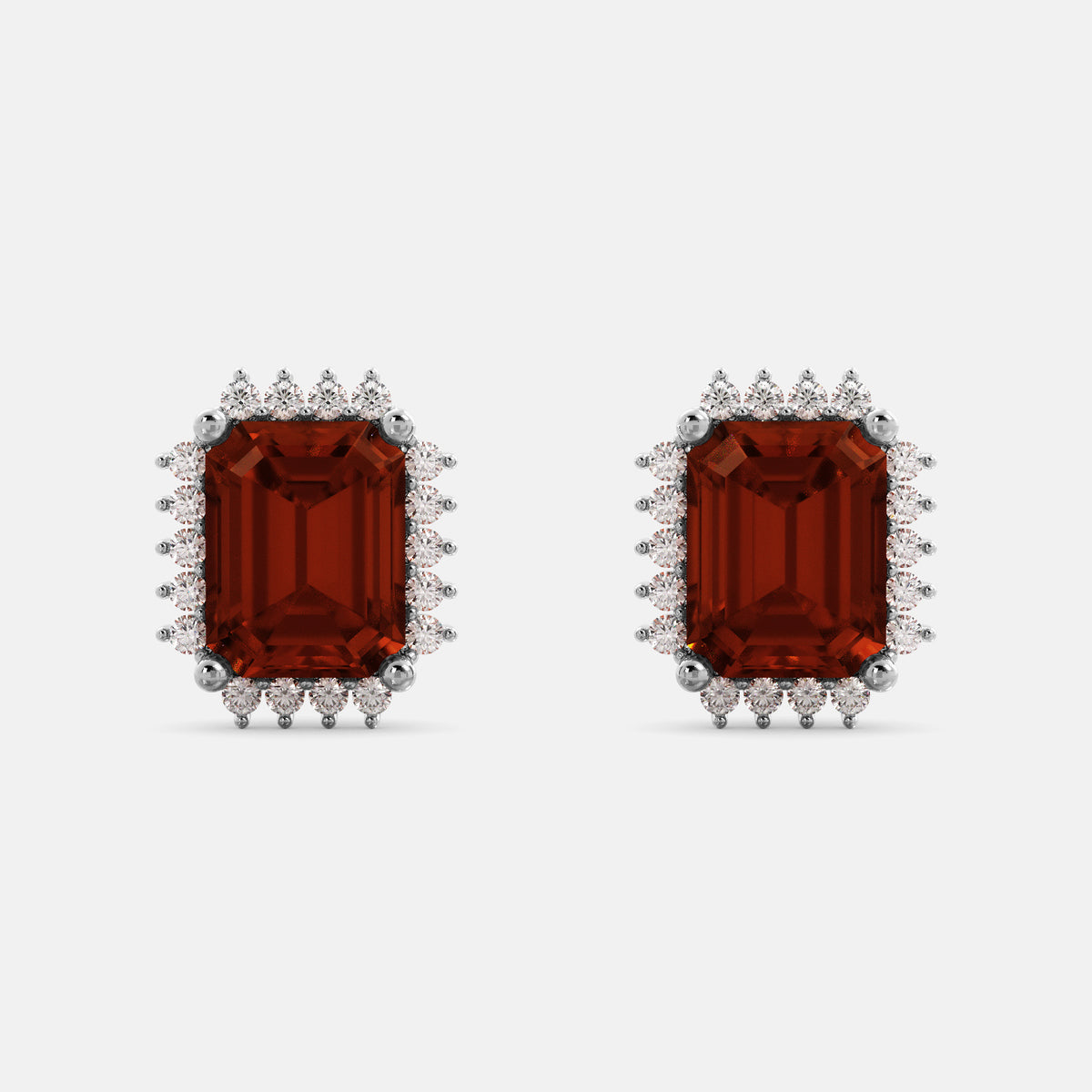 Aquamarine Emerald-Cut Halo Earrings