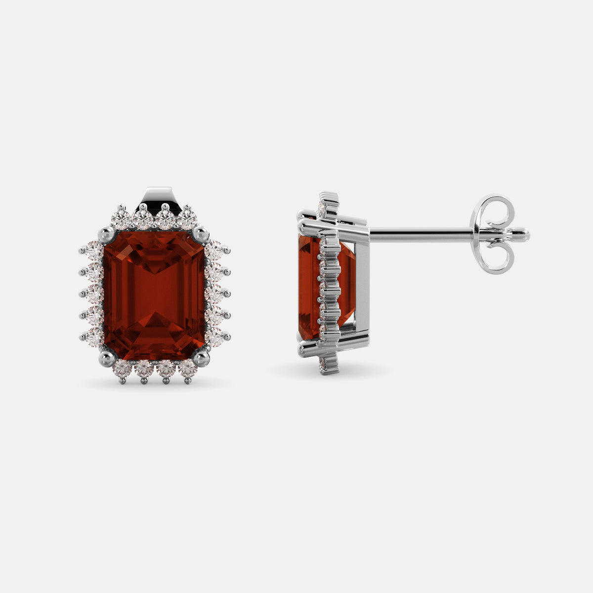 Aquamarine Emerald-Cut Halo Earrings