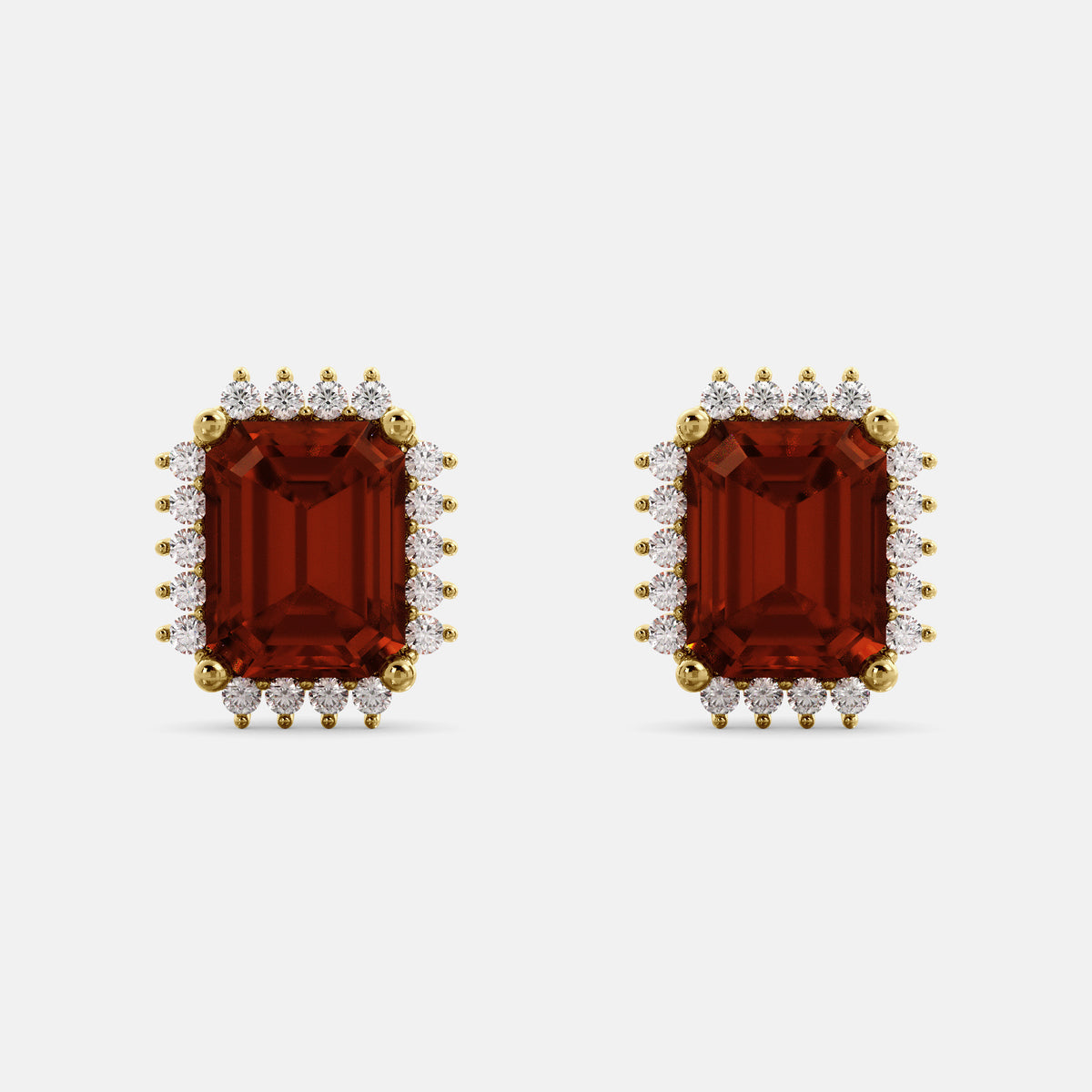 Aquamarine Emerald-Cut Halo Earrings