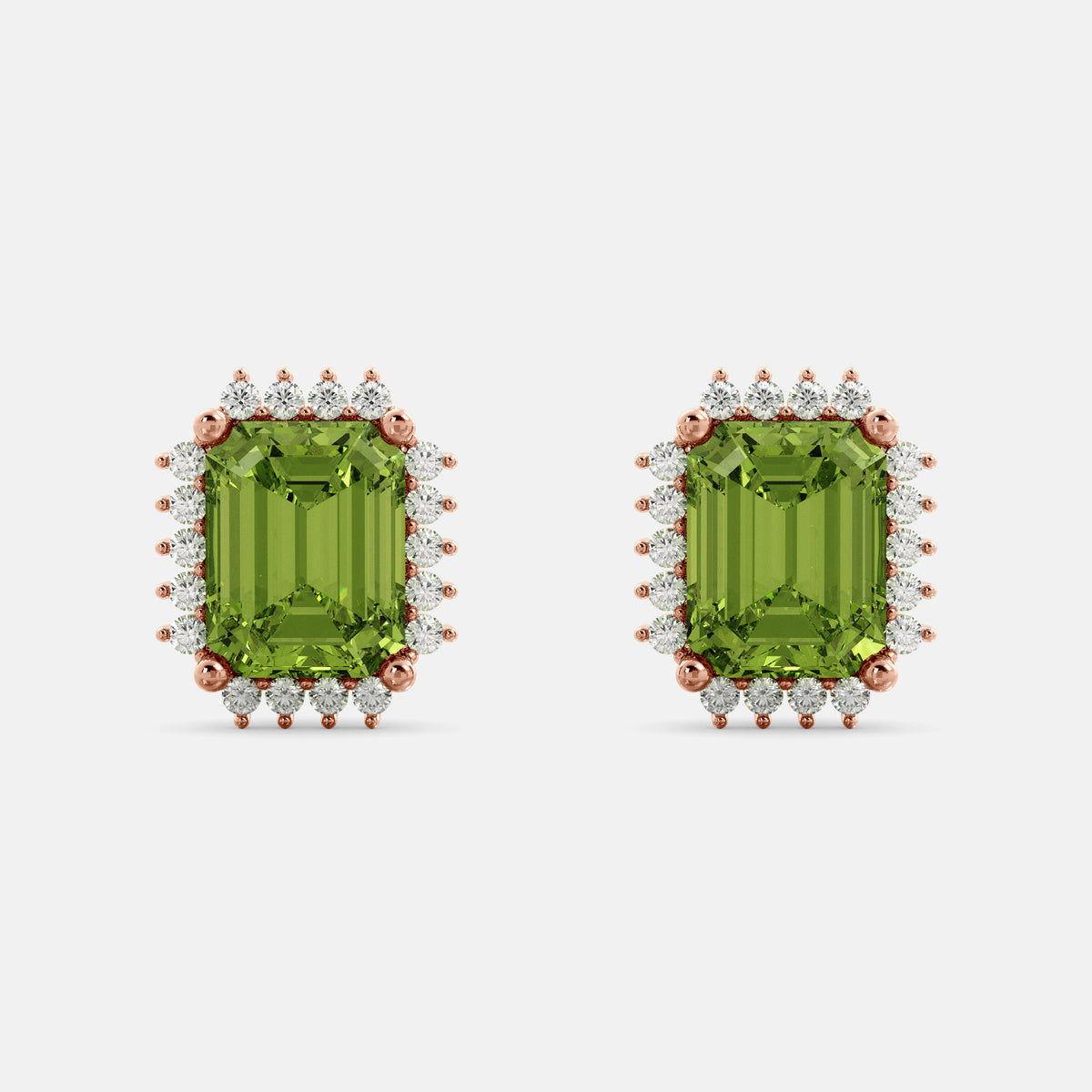 Aquamarine Emerald-Cut Halo Earrings