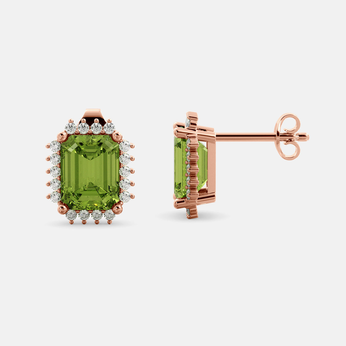 Aquamarine Emerald-Cut Halo Earrings