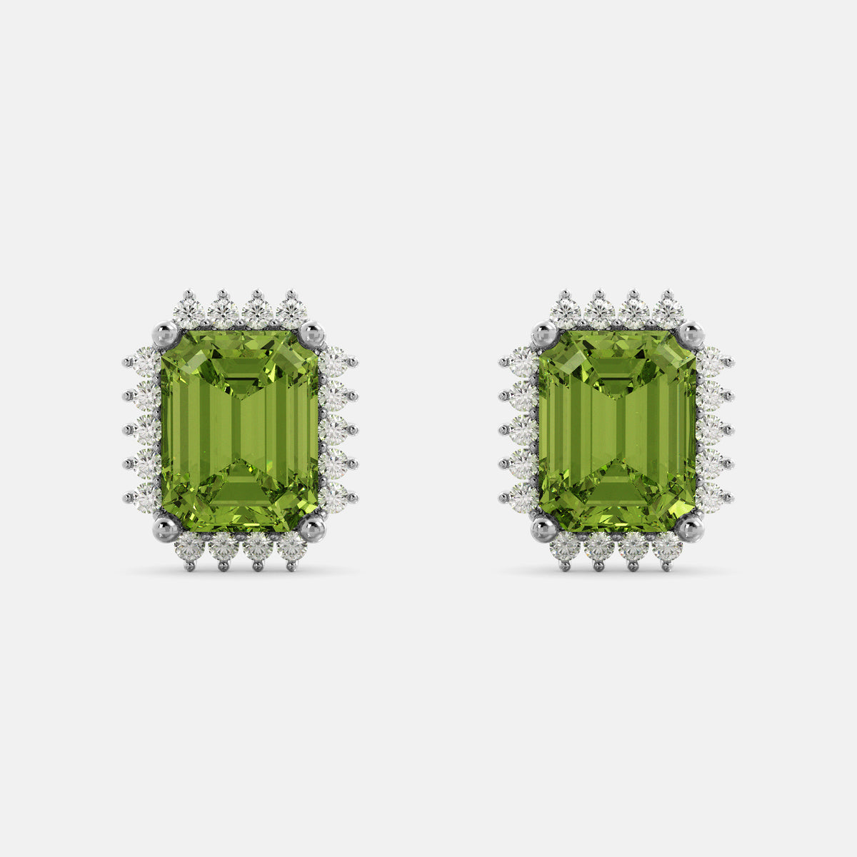 Aquamarine Emerald-Cut Halo Earrings