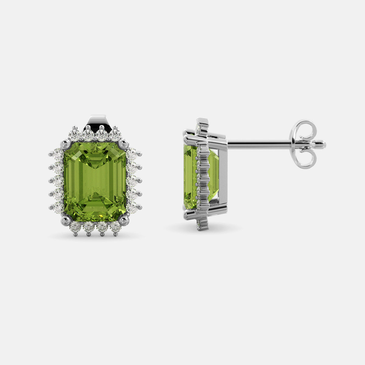 Aquamarine Emerald-Cut Halo Earrings