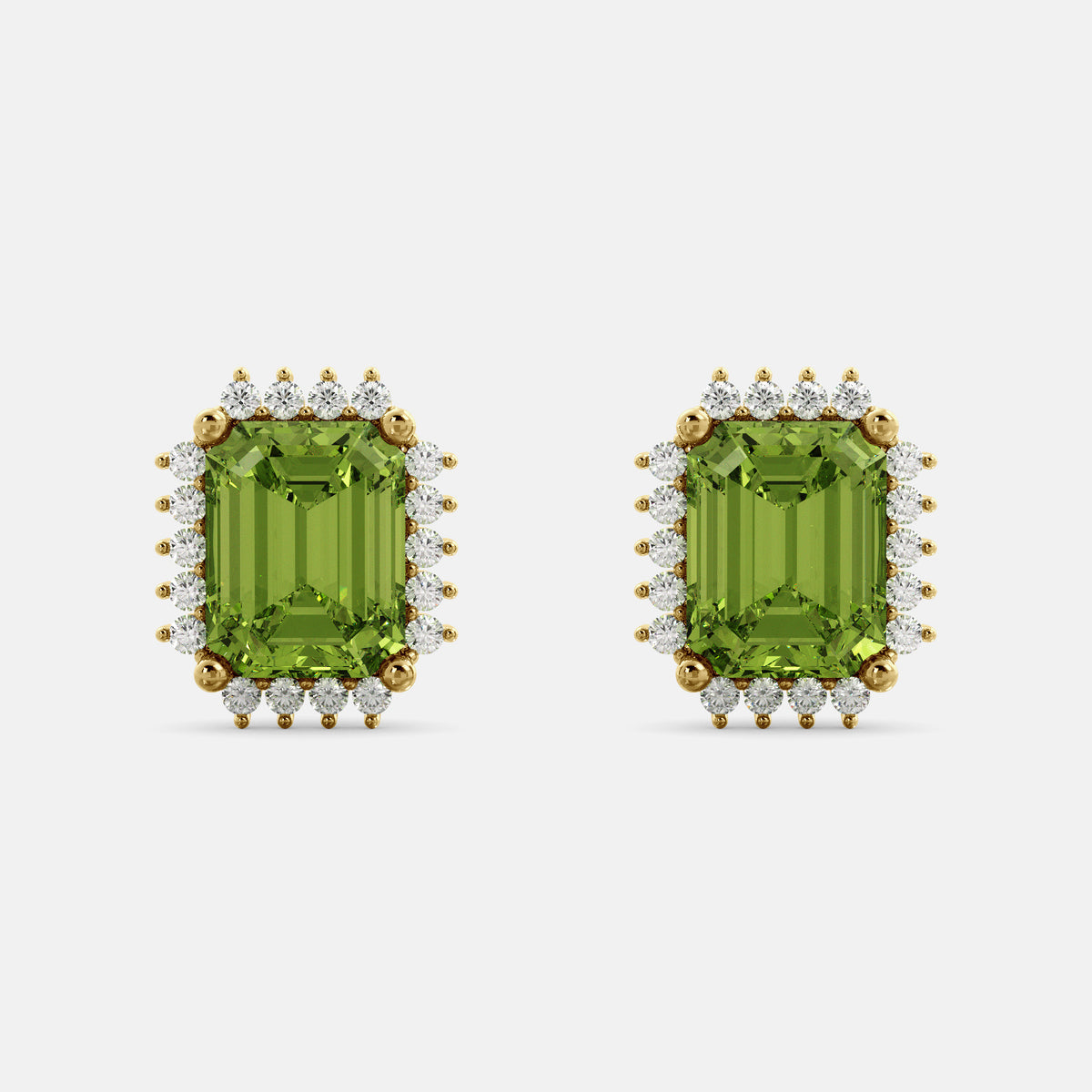 Aquamarine Emerald-Cut Halo Earrings