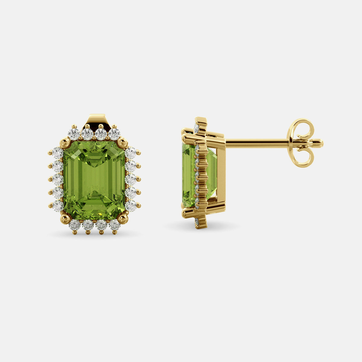 Aquamarine Emerald-Cut Halo Earrings