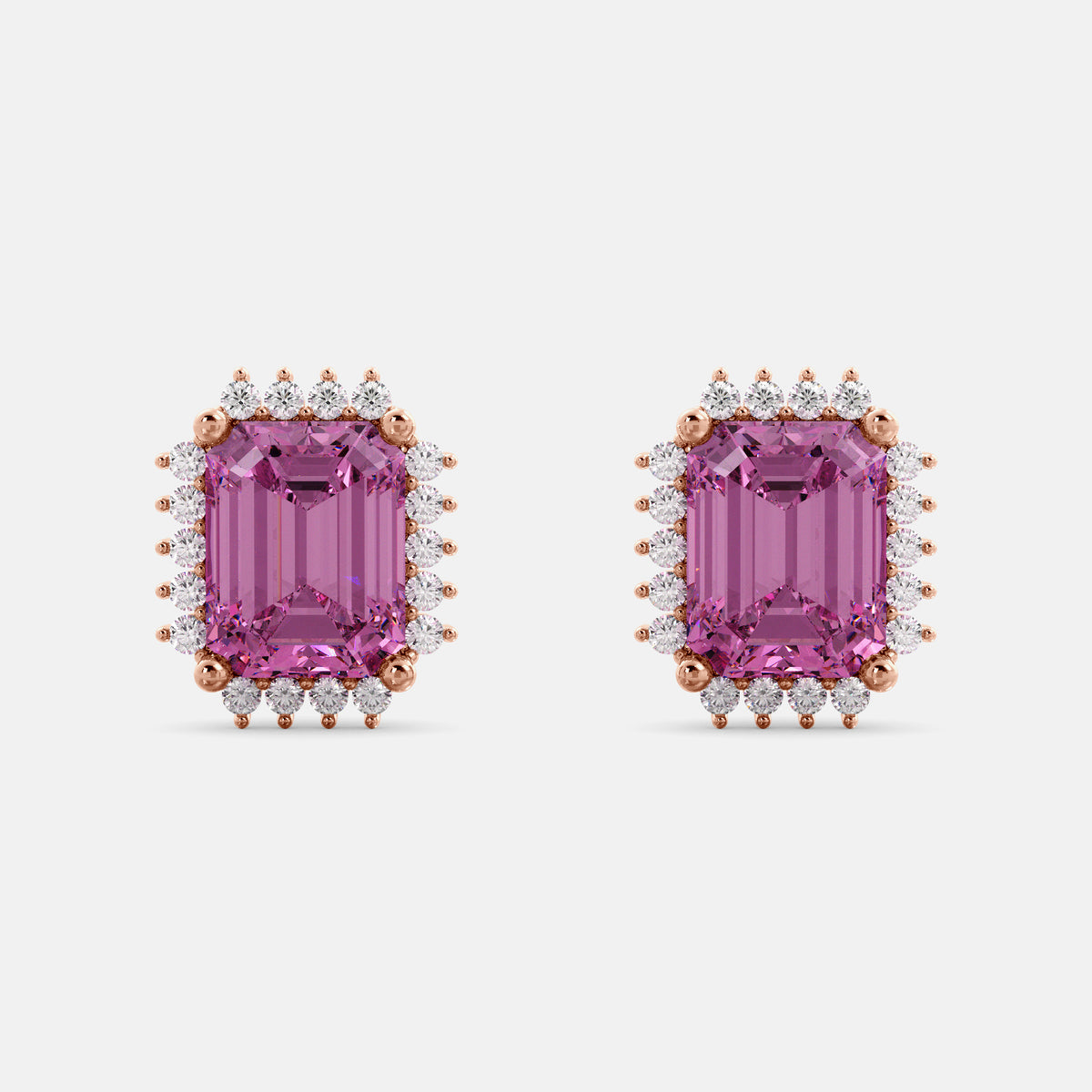 Aquamarine Emerald-Cut Halo Earrings