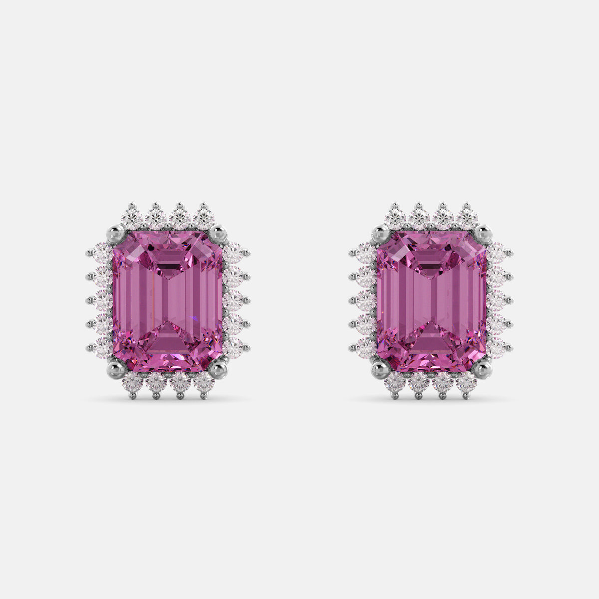 Aquamarine Emerald-Cut Halo Earrings