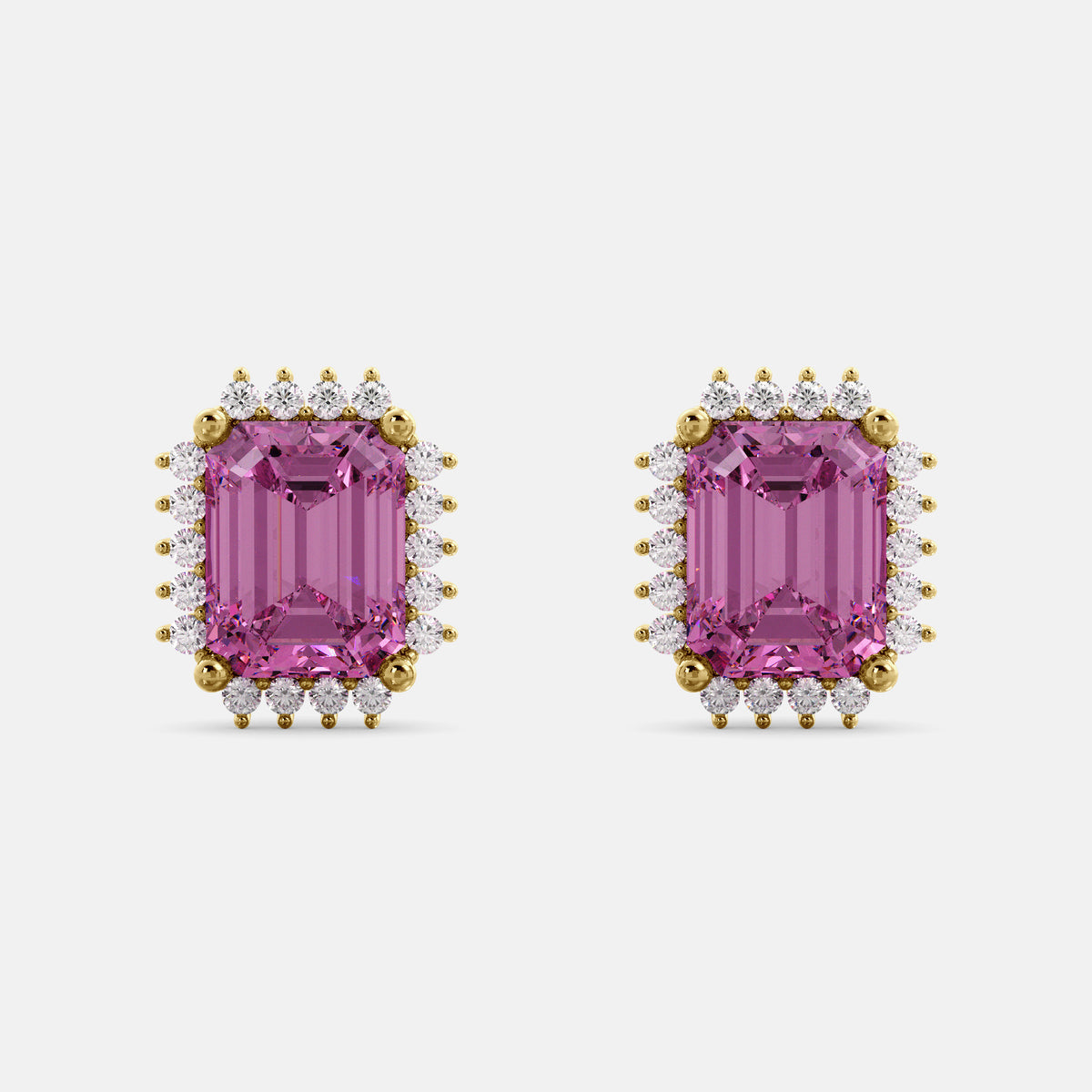 Sundaze Emerald-Cut Halo Stud Earrings