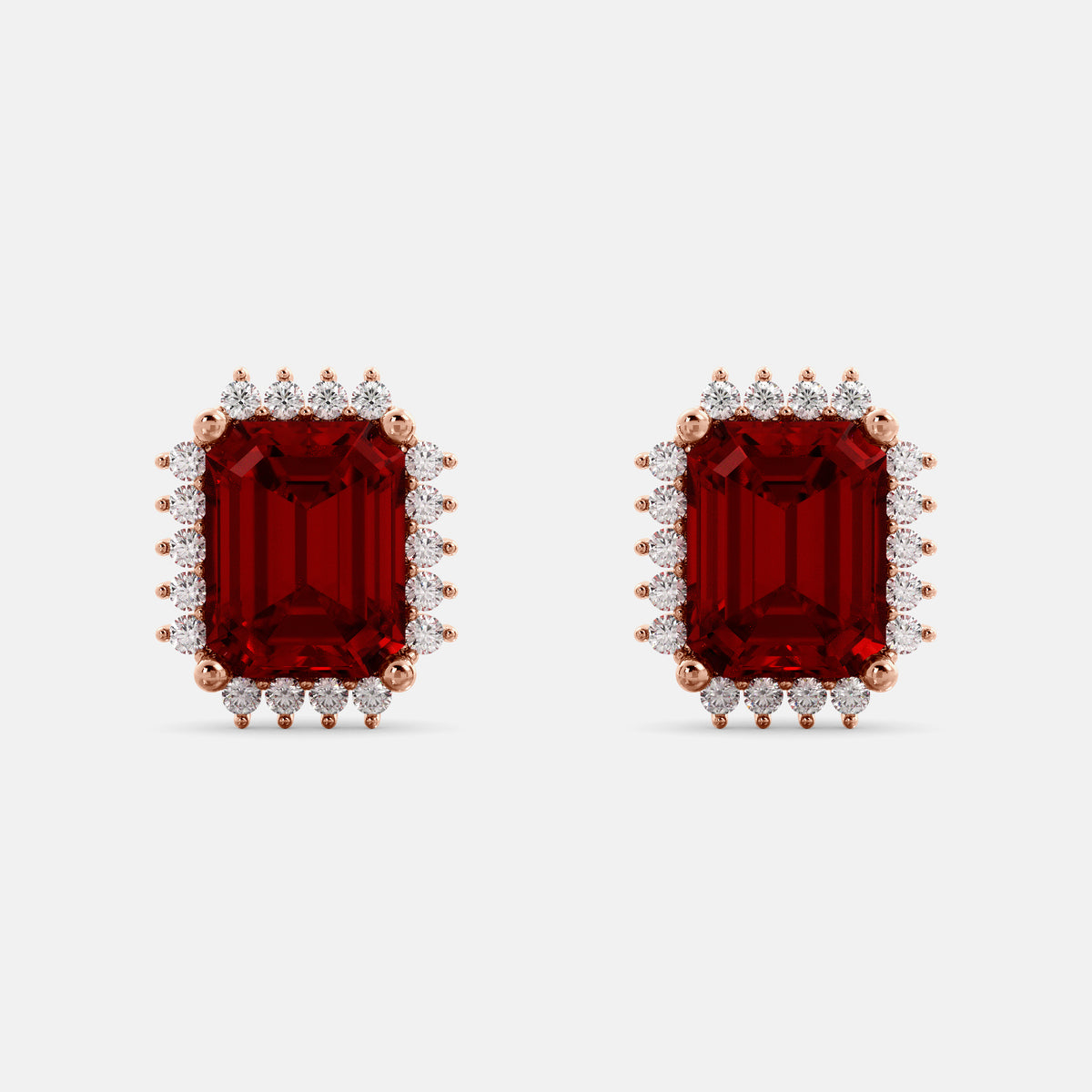 Aquamarine Emerald-Cut Halo Earrings
