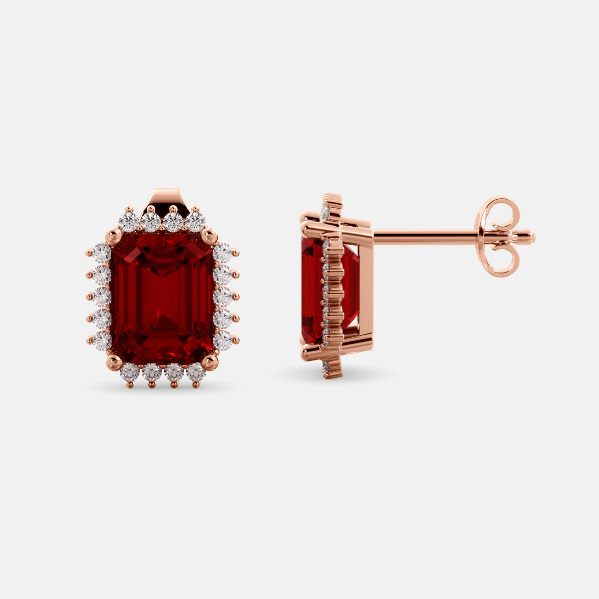 Aquamarine Emerald-Cut Halo Earrings