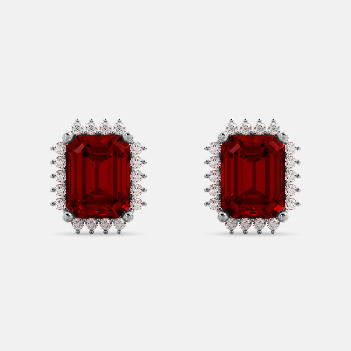 Aquamarine Emerald-Cut Halo Earrings