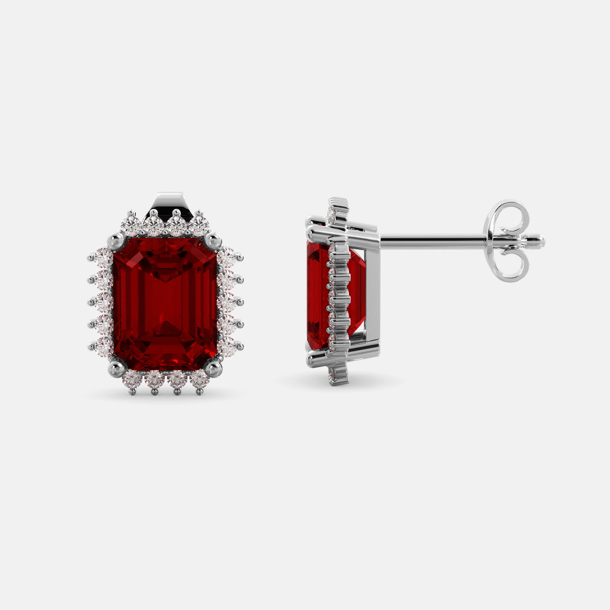 Aquamarine Emerald-Cut Halo Earrings