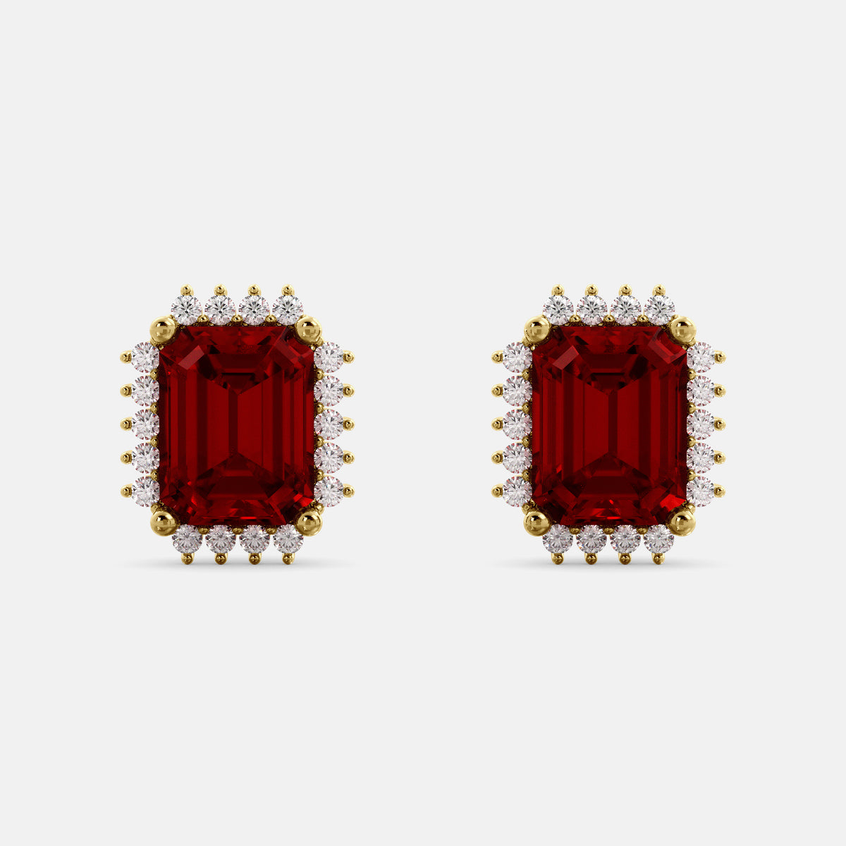 Aquamarine Emerald-Cut Halo Earrings