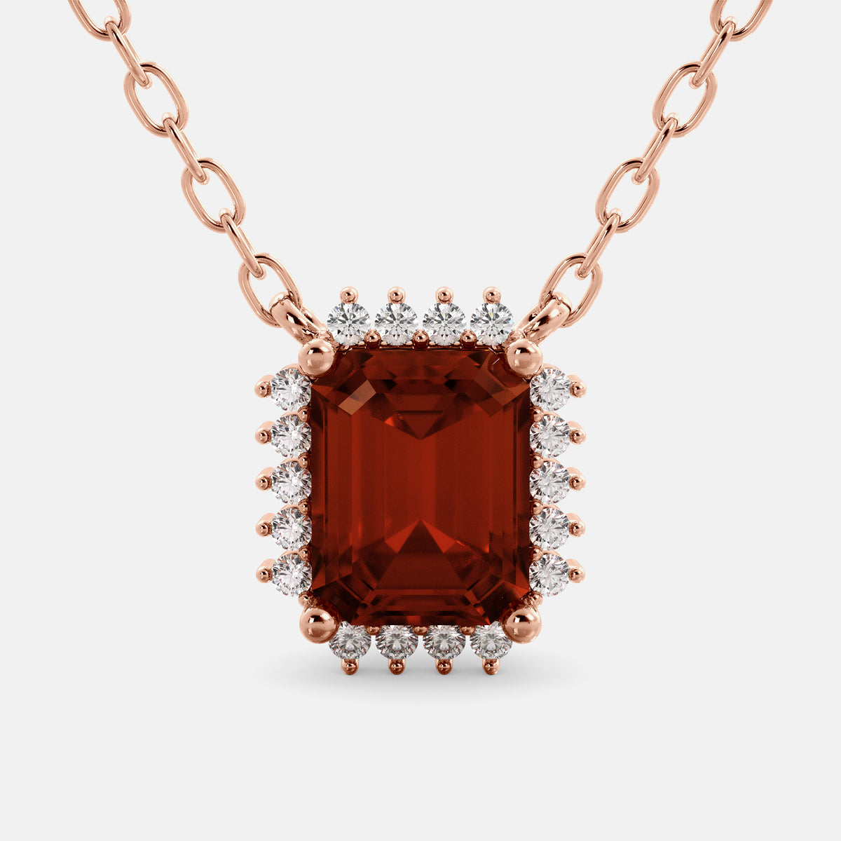 Emerald- Cut Halo Necklace