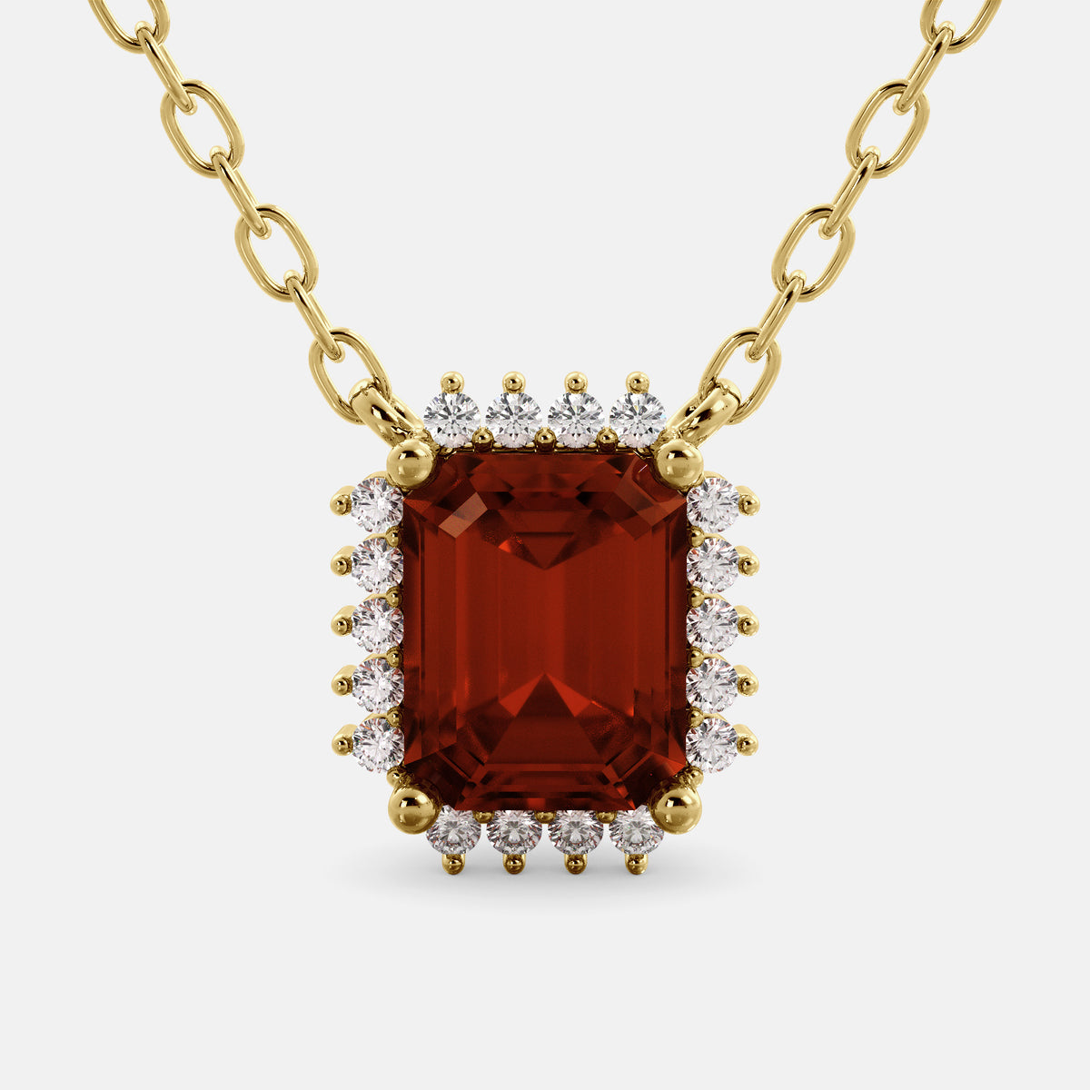 Emerald- Cut Halo Necklace