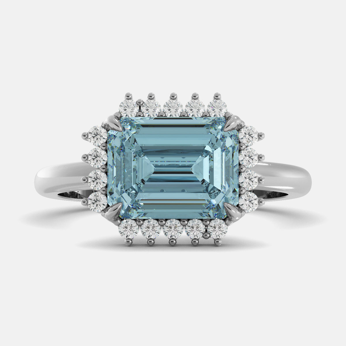 Sundaze Emerald-Cut Halo Ring