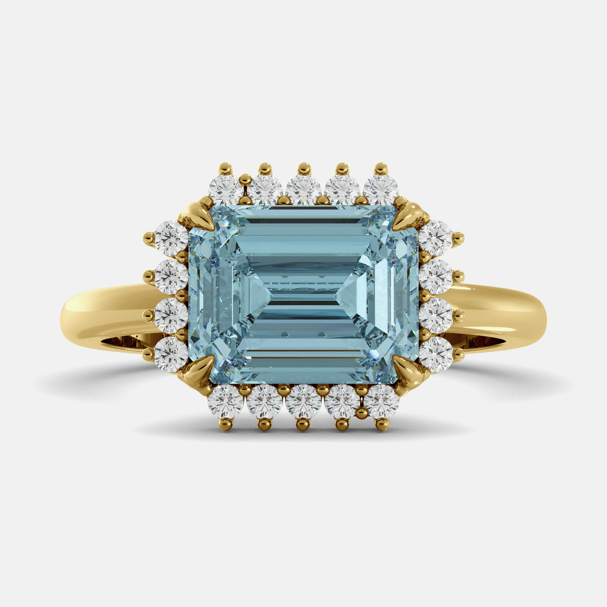 Sundaze Emerald-Cut Halo Ring