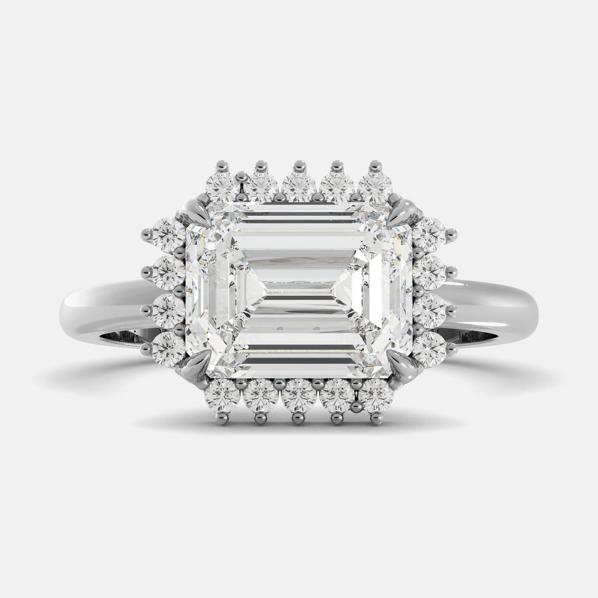 Sundaze Emerald-Cut Halo Ring