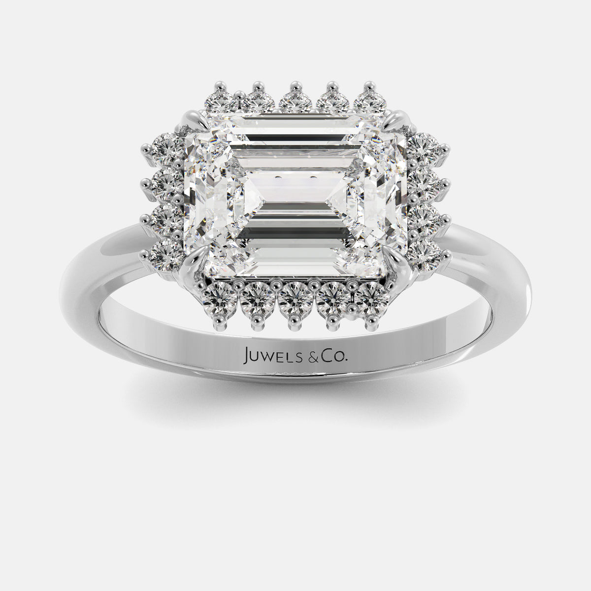 Sundaze Emerald-Cut Halo Ring