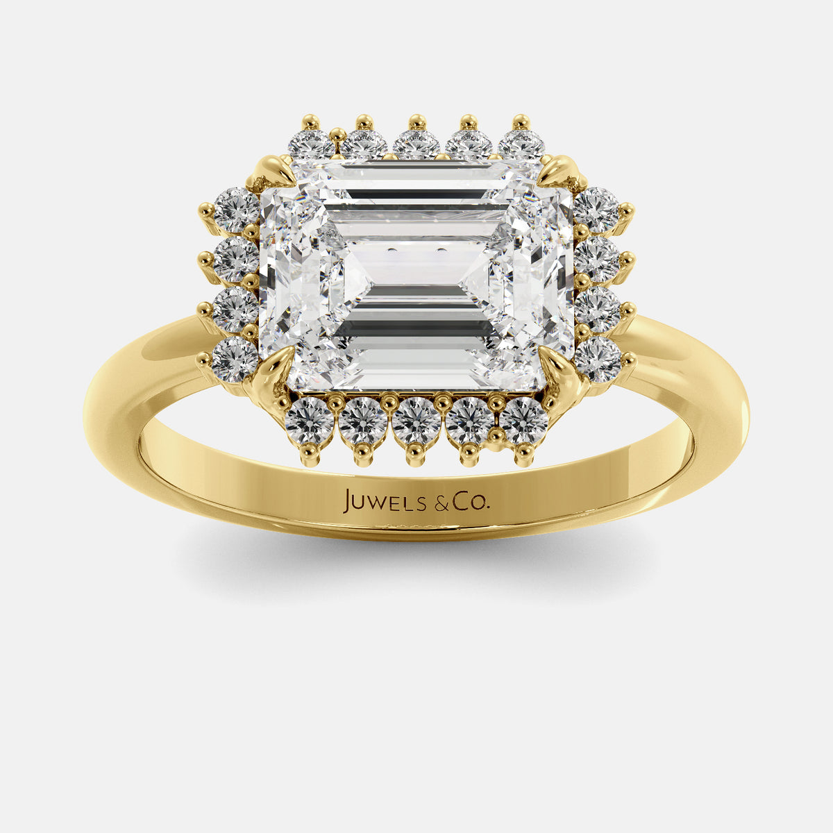 Sundaze Emerald-Cut Halo Ring