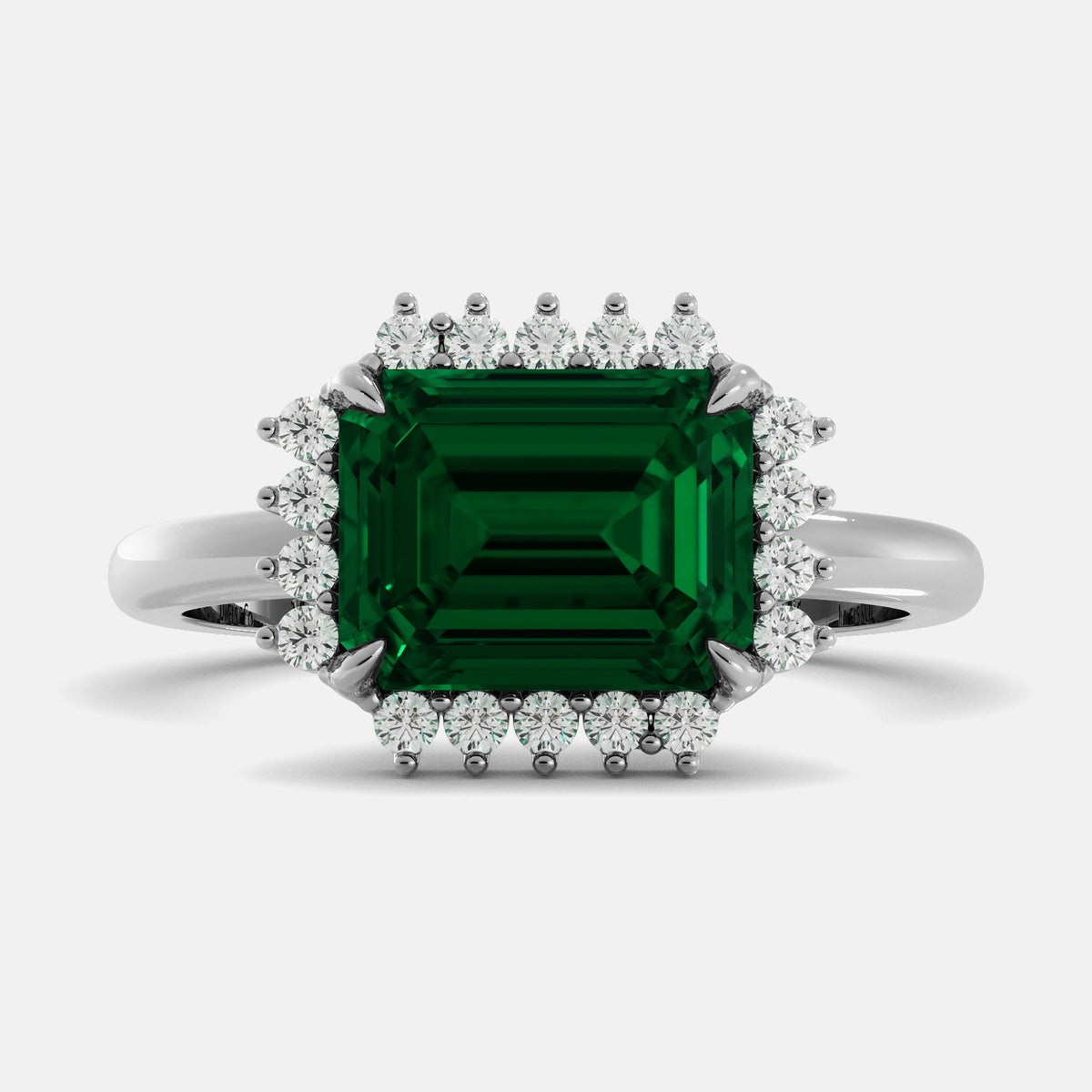 Sundaze Emerald-Cut Halo Ring