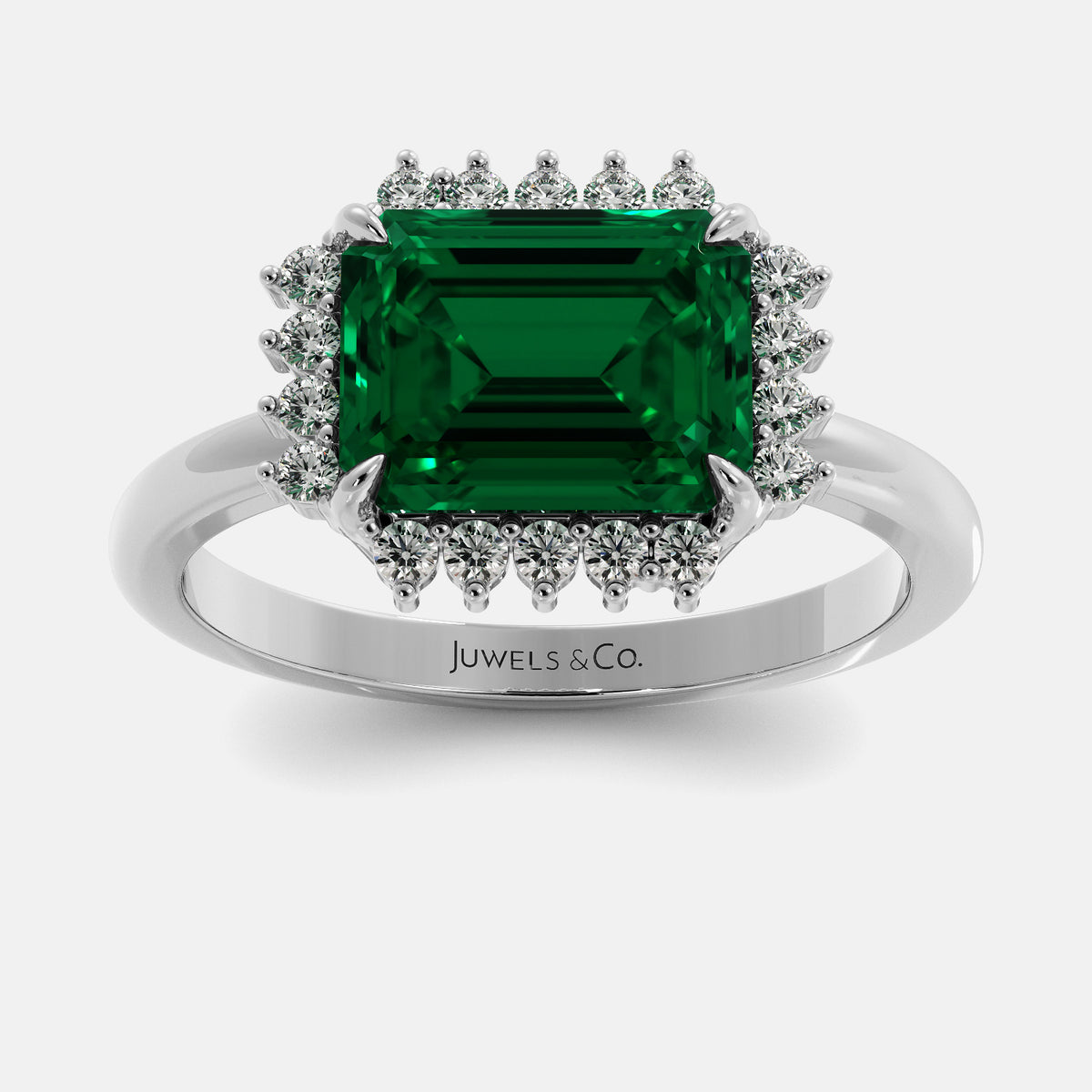 Sundaze Emerald-Cut Halo Ring