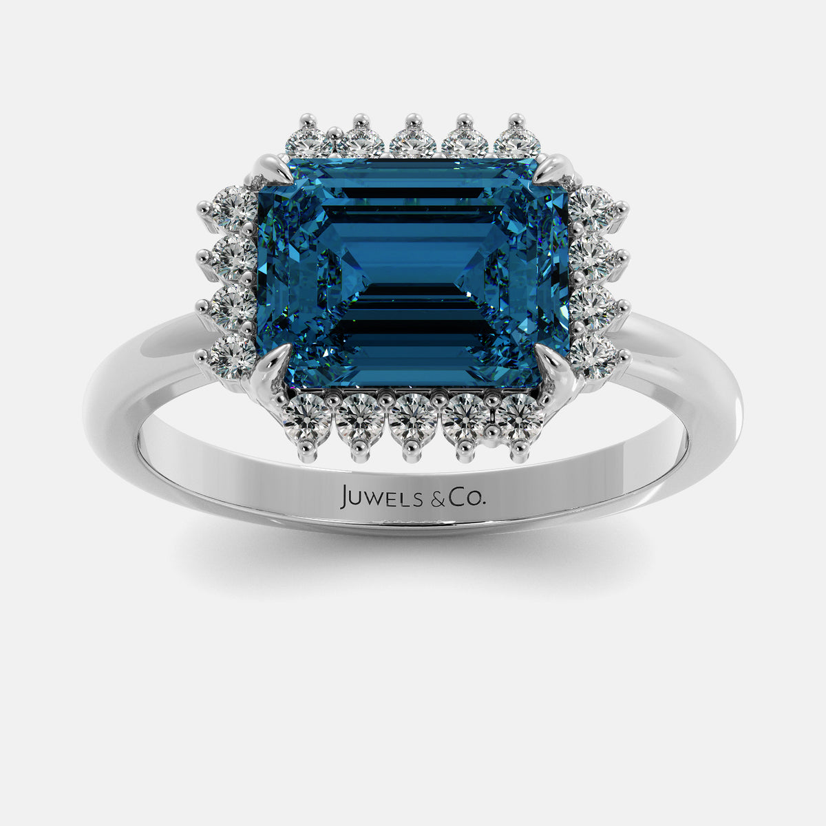 Sundaze Emerald-Cut Halo Ring