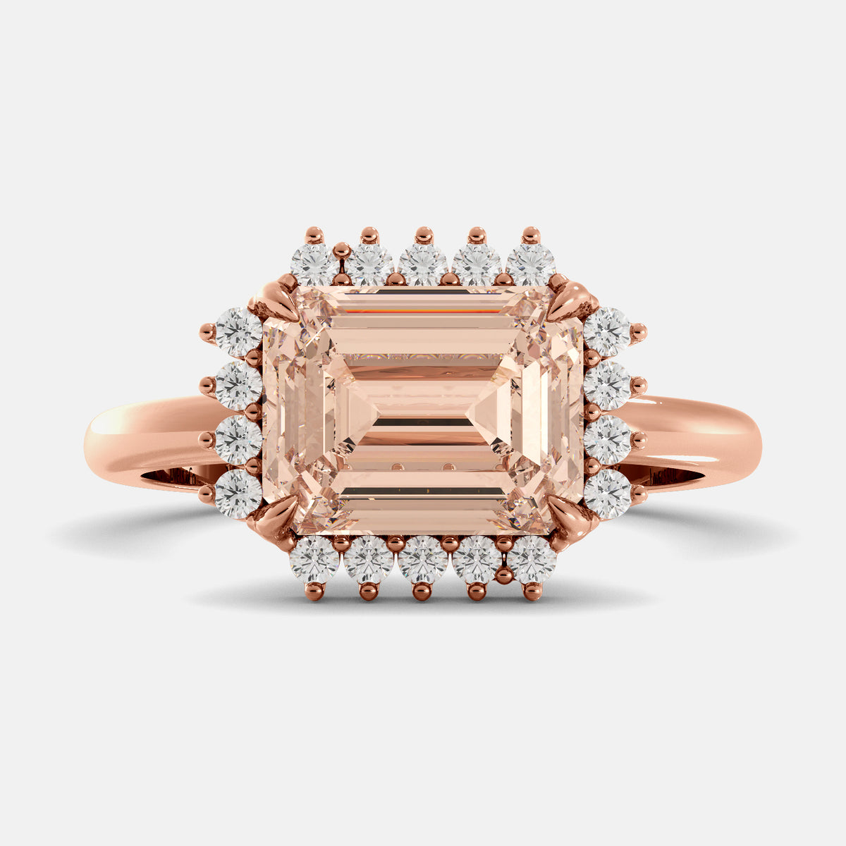 Sundaze Emerald-Cut Halo Ring