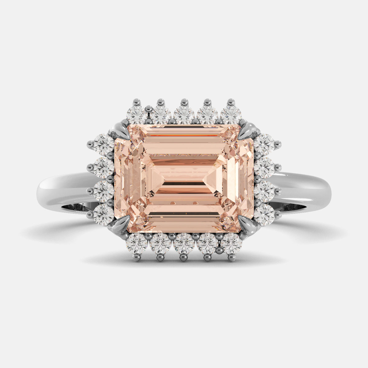 Sundaze Emerald-Cut Halo Ring