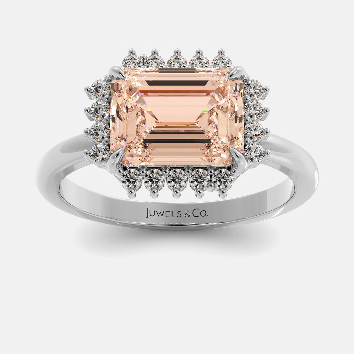 Sundaze Emerald-Cut Halo Ring