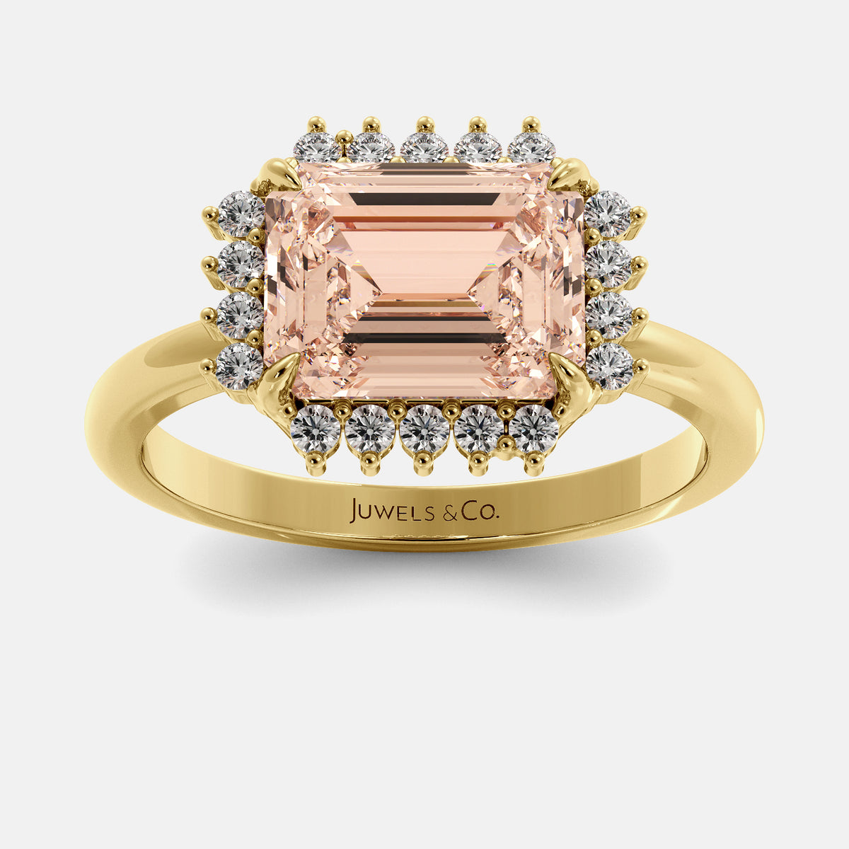 Sundaze Emerald-Cut Halo Ring