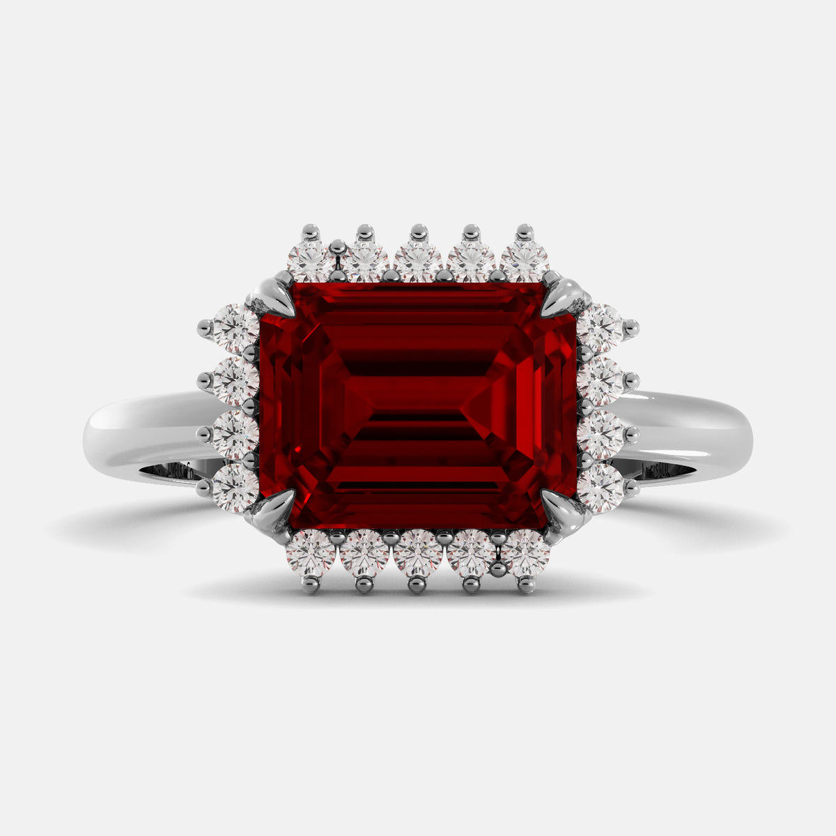Sundaze Emerald-Cut Halo Ring
