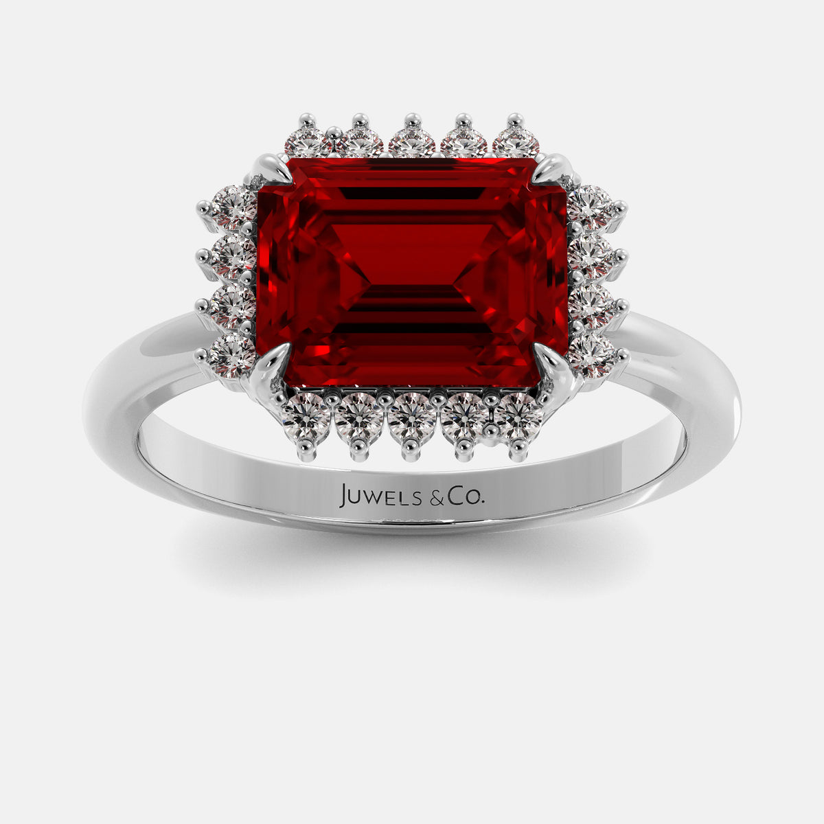 Sundaze Emerald-Cut Halo Ring