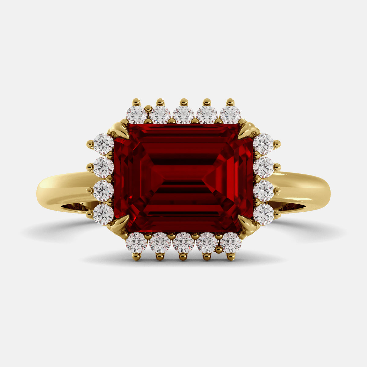 Sundaze Emerald-Cut Halo Ring
