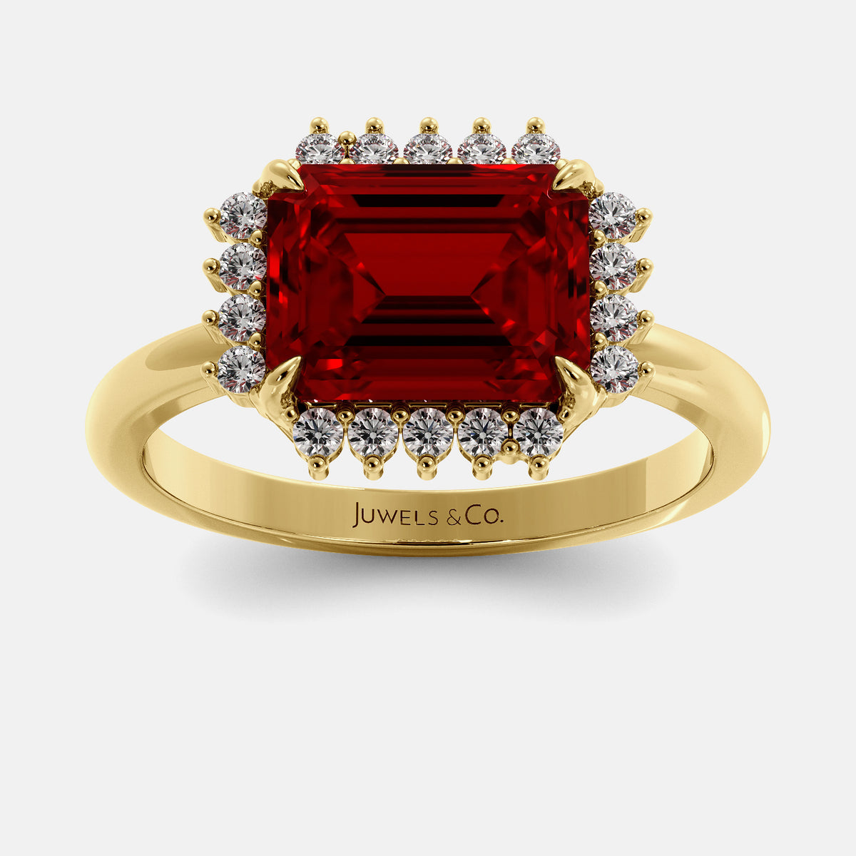 Sundaze Emerald-Cut Halo Ring