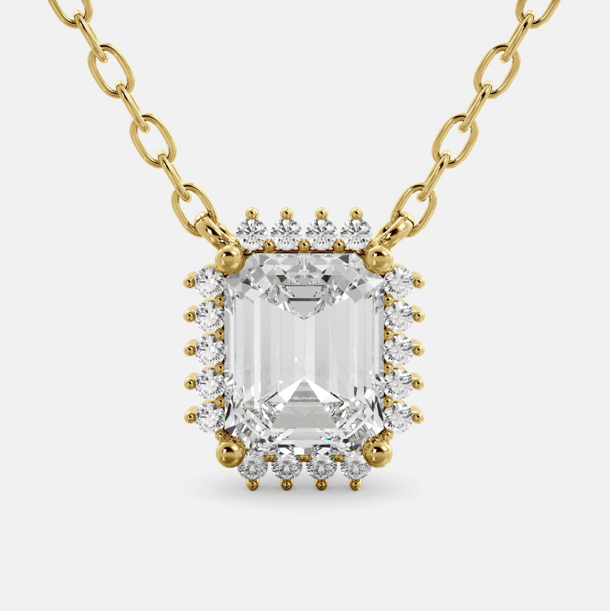 Citrine Emerald- Cut Halo Necklace