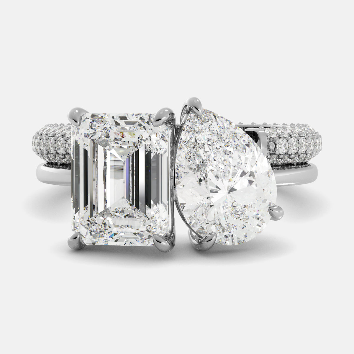 Toi et Moi wedding band — diamond pavé