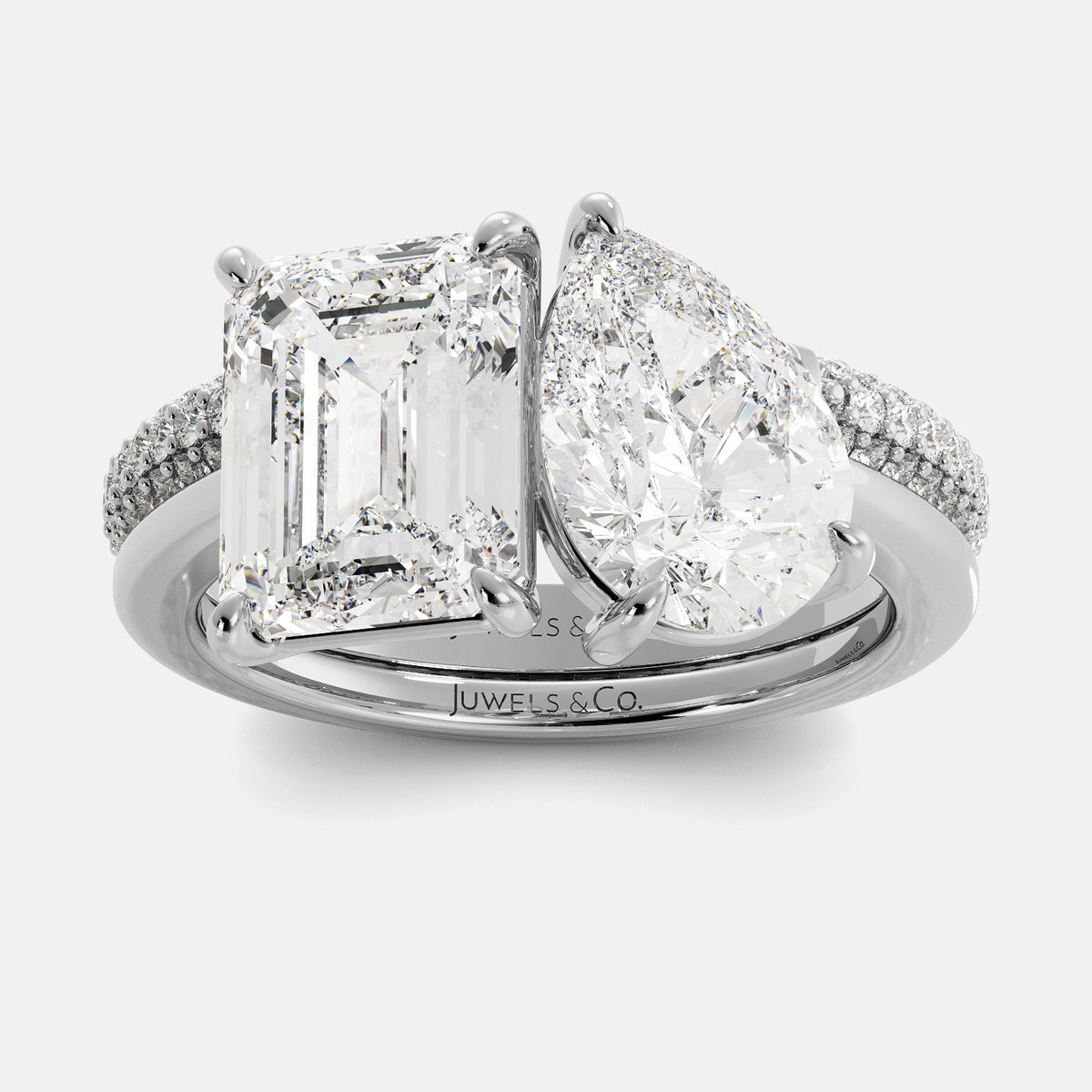 Toi et Moi wedding band — diamond pavé