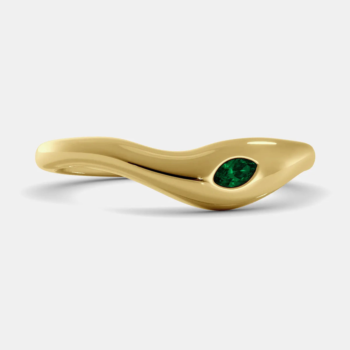 Deep Sea Ring in solid 14k yellow gold with emerald