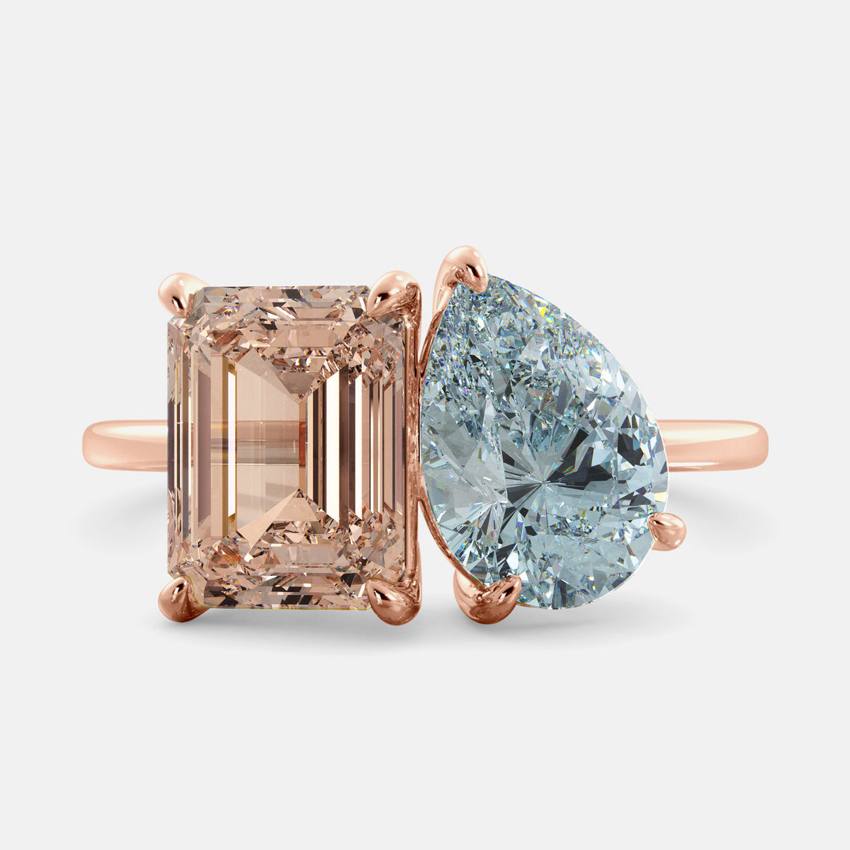Morganite Toi et Moi Ring