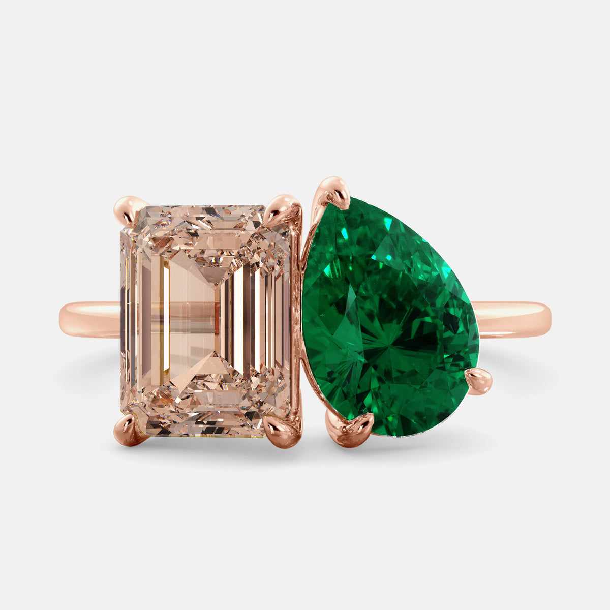 Morganite Toi et Moi Ring