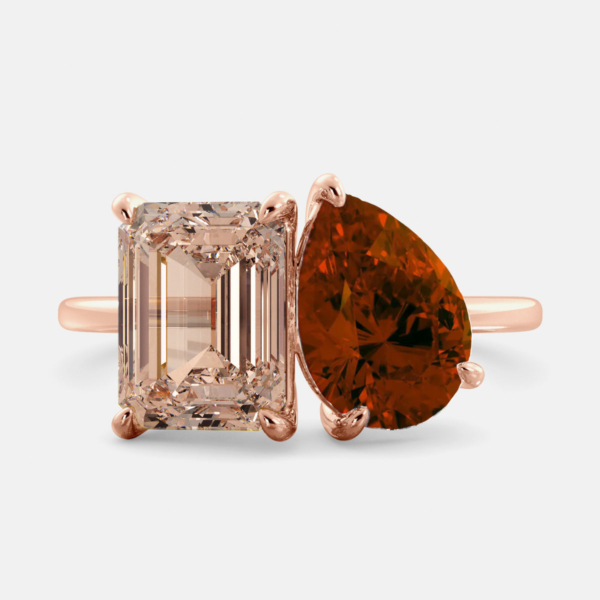 Morganite Toi et Moi Ring