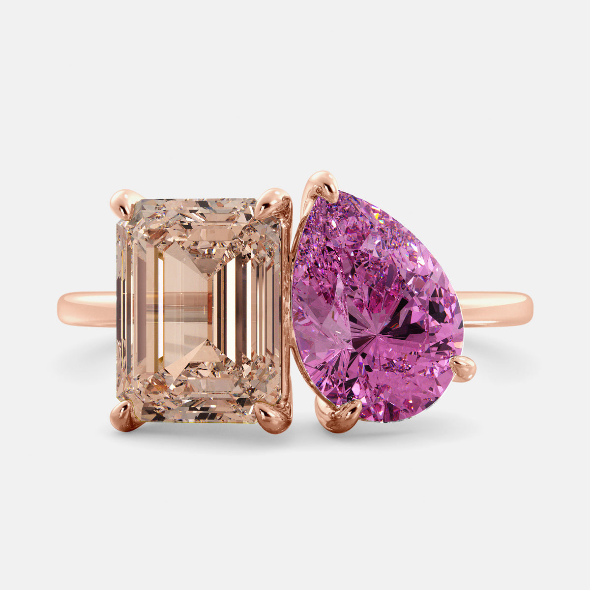 Morganite Toi et Moi Ring