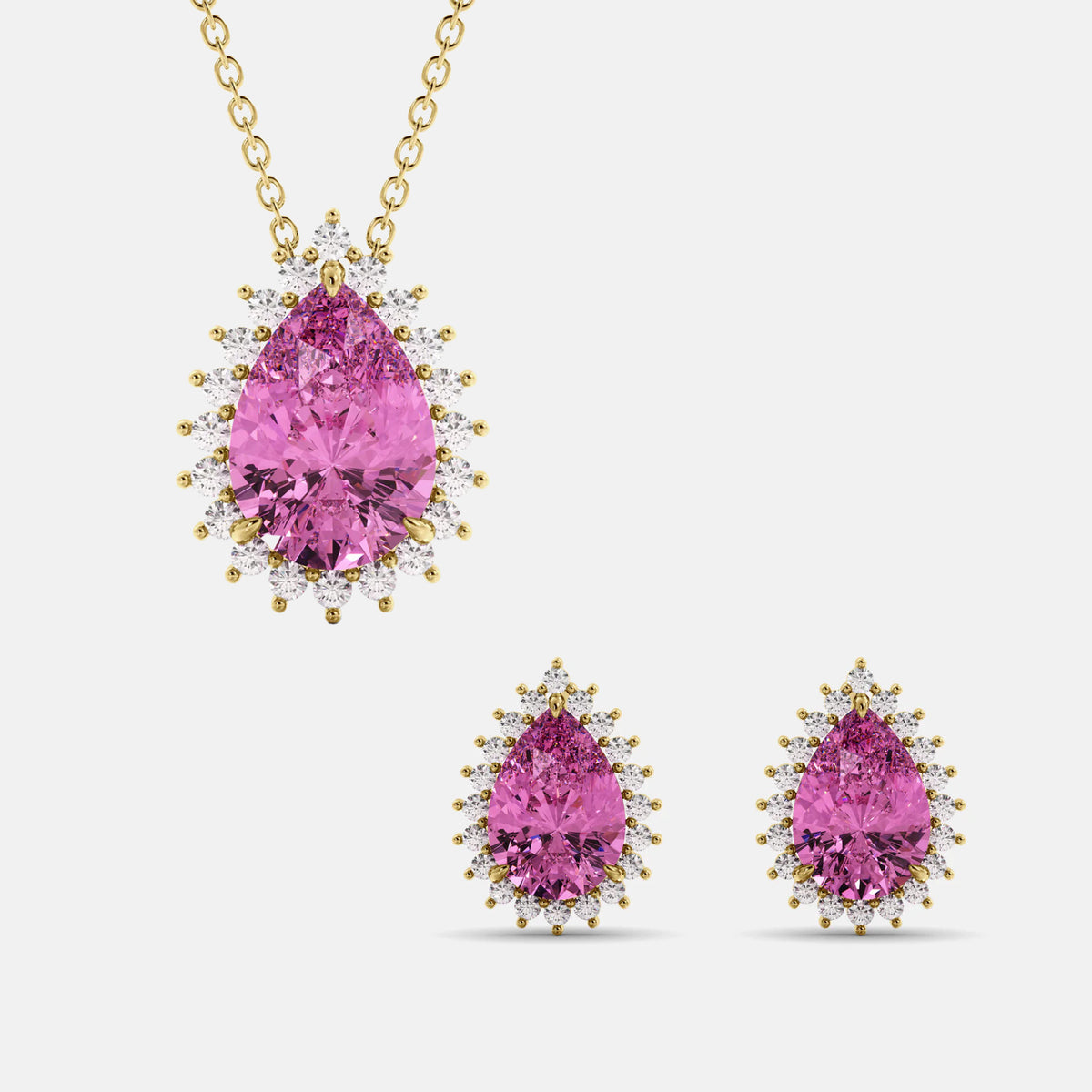 Halo Pear-Cut Necklace & Studs Set