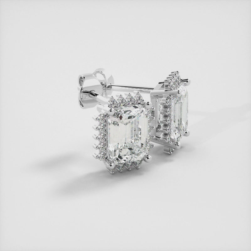 Citrine Emerald-Cut Halo Earrings