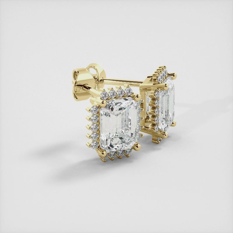 Citrine Emerald-Cut Halo Earrings